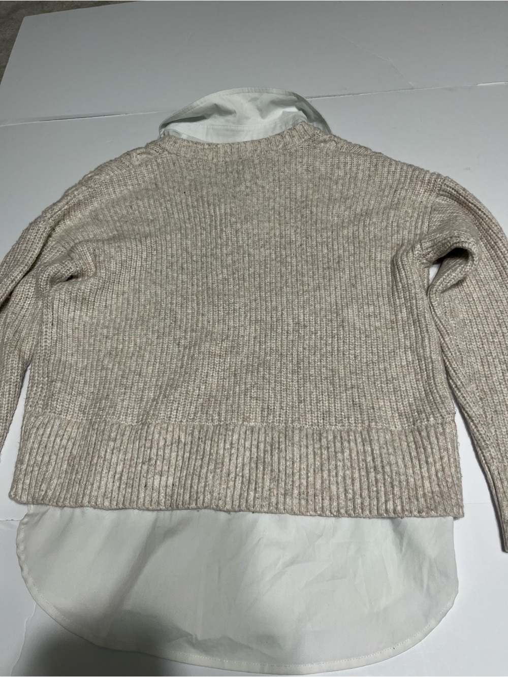 Rachel Zoe Beige-Cream Ribbed Crewneck Sweater